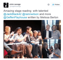 Jack Black on stage as Dylan Thomas